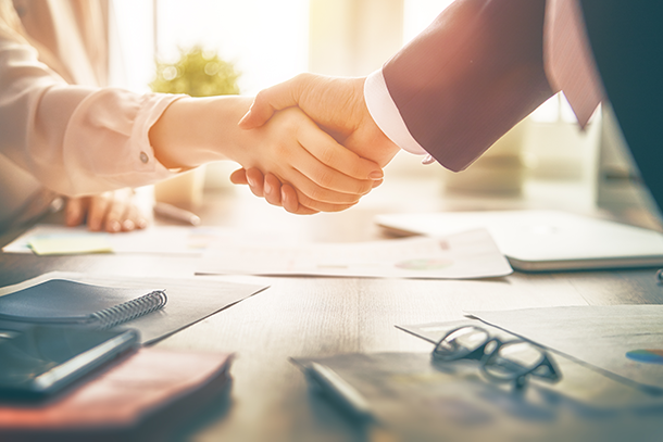 Two people shaking hands