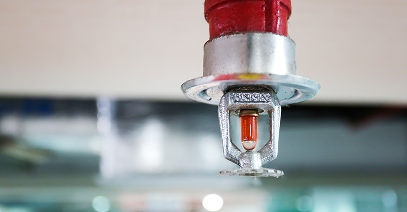 Fire sprinkler and red pipe