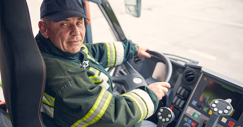 First Responder driving firetruck