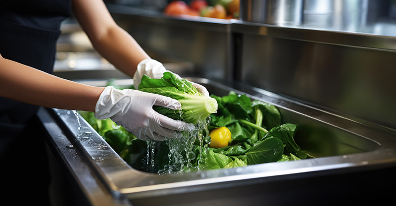 Safe Food Prep Commercial kitchen doing safe food prep