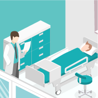 A doctor helping a patient