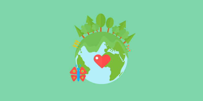 illustartion of world with heart and butterfly