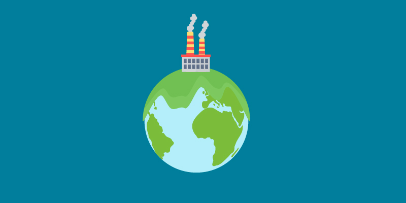 illustartion of the world with a factory on top