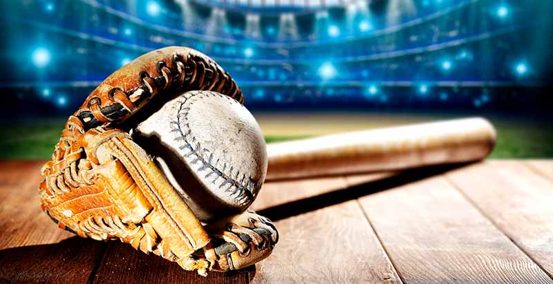 Baseball bat and glove