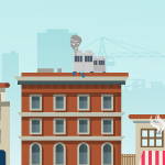 Brownfield Redevelopment Riskopolis – Business Interruption Riskopolis icon winter freeze on a residential rooftop HVAC system