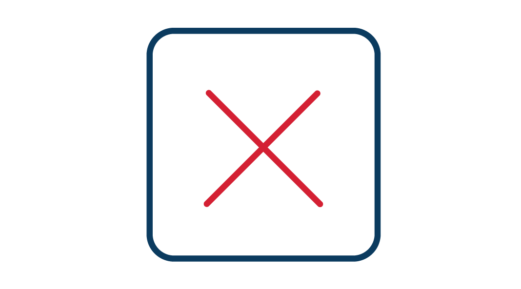 Pollution exclusion Box with X icon