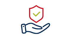 AM Best higher ranking hand with shield checkmark icon