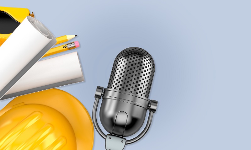 Construction hat with microphone