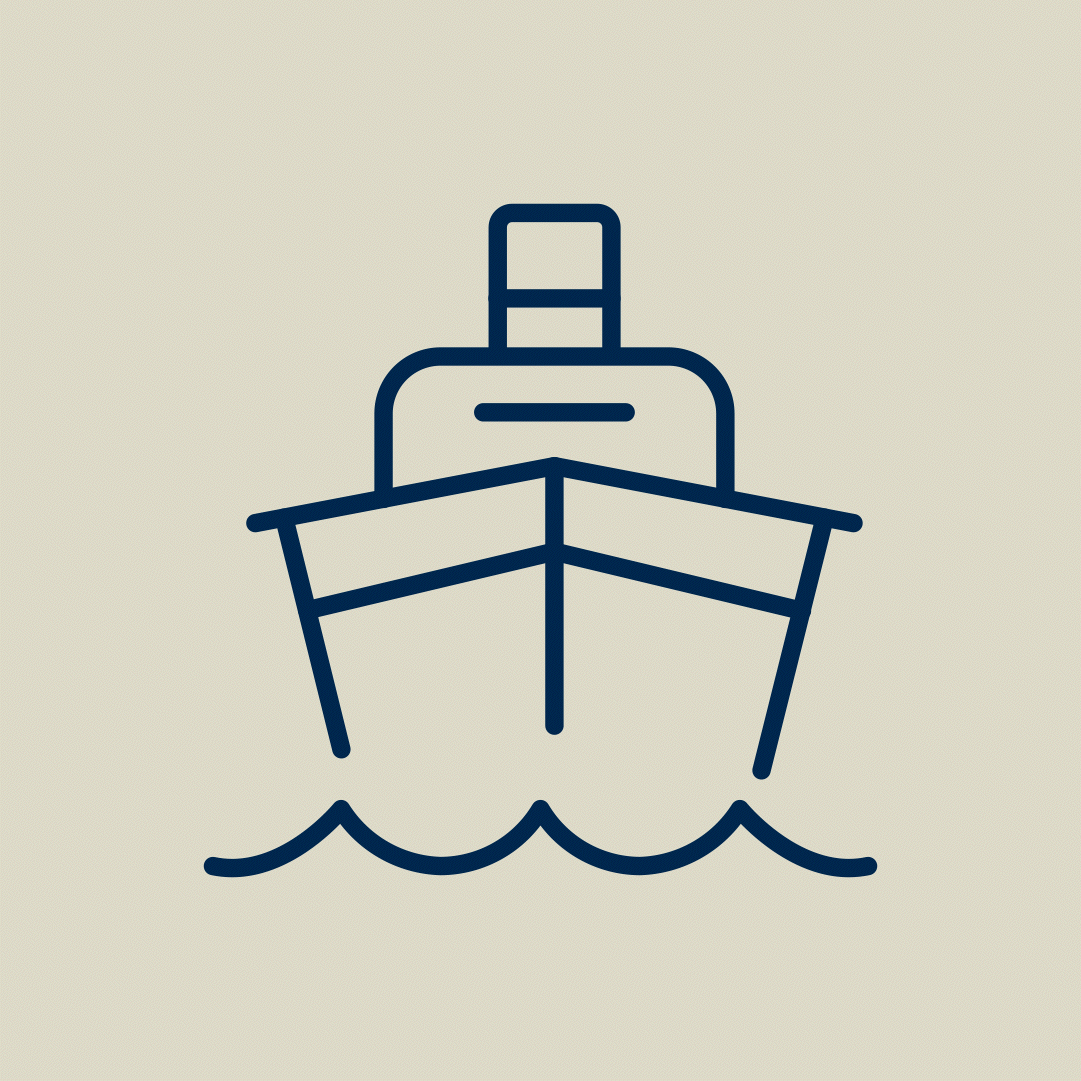 line drawn cruise shipping bouncing on water
